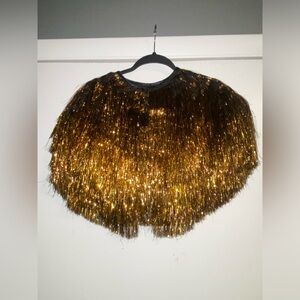 ASOS TASSEL CAPE IN GOLD